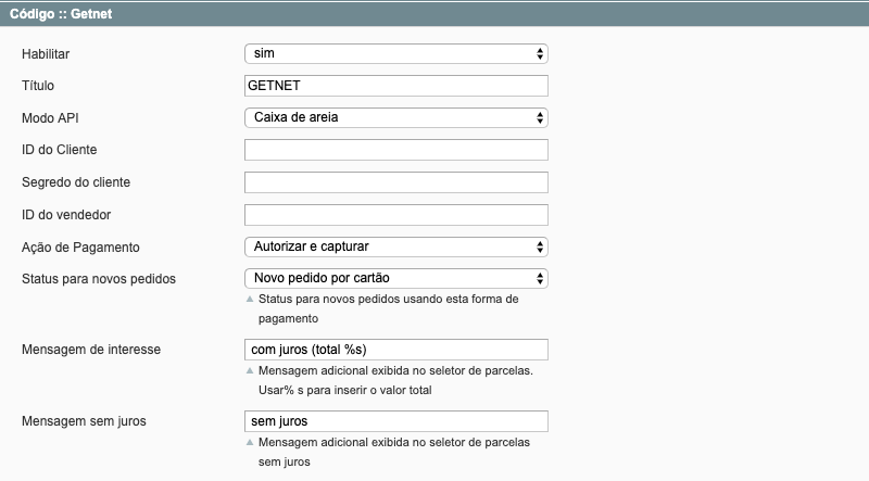 GetNet (Checkout Transparente) para PrestaShop